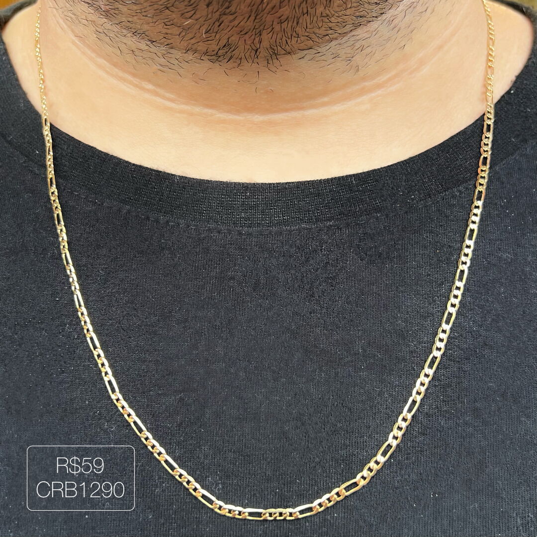 Colar 3x1 Fino 60cm Liso Dourado